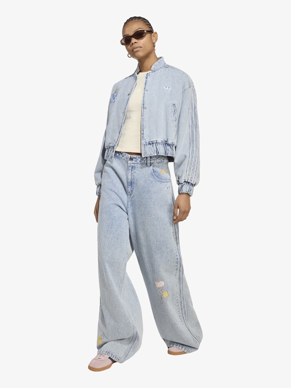 adidas CARE BEAR HIGH RISE WIDE LEG DENIM PANT - Picture 7 of 7